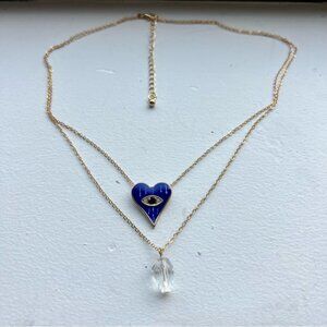SHEIN heart shaped evil eye double layer necklace
